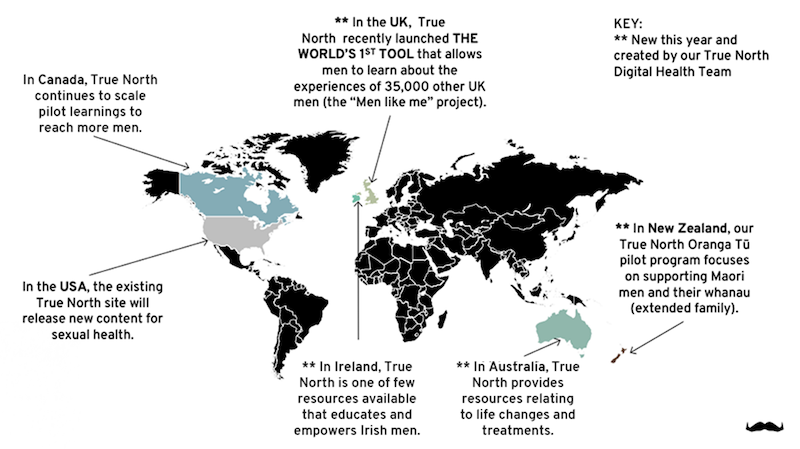 A map of the world and True North's global reach
