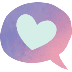 A speech bubble with a heart.